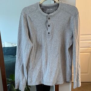 Eddie Bauer Heather Gray Men's Long Sleeve Henley